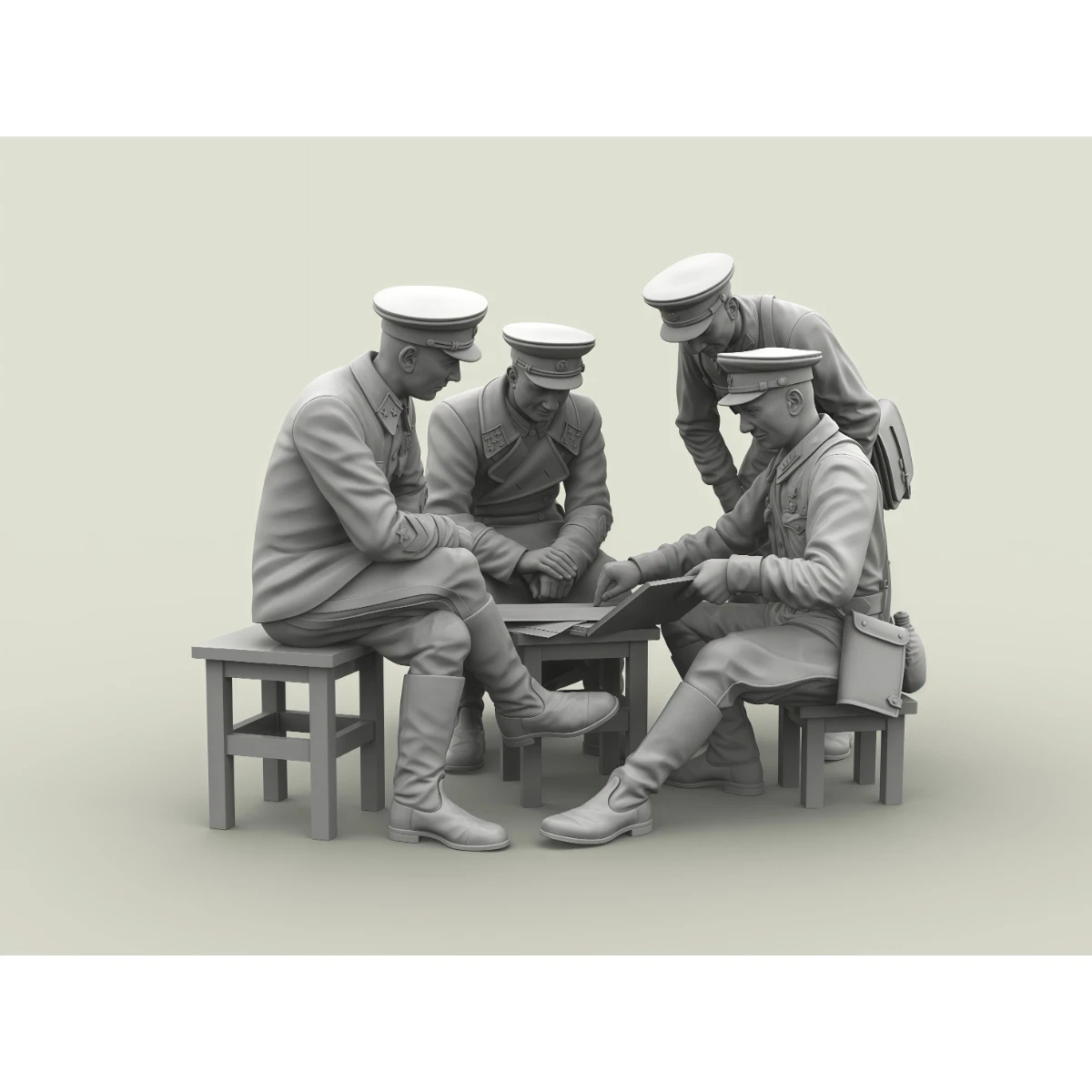 Kit de modelo sin pintar de resina 1/35, reunión de generales y comandantes del Ejército Rojo (4 personas) GK sin montar y sin pintar