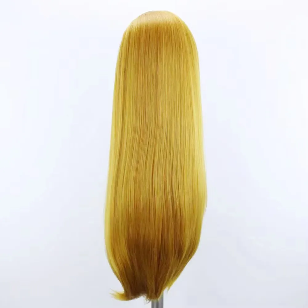 ZXBMALWIGS Synthetic 13X4  Yellow Straight  Lace Front Wigs for Women Glueless Cosplay Hair Heat Resistant Fiber