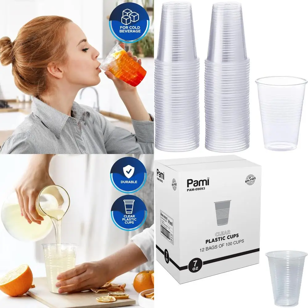 

1200-упаковка одноразовых пластиковых стаканчиков на 7 унций для напитков, идеально подходят для вечеринок, смузи и коктейлей.