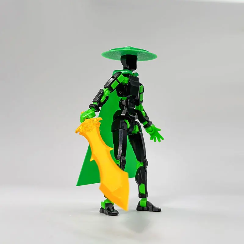 Multicolor Hero Multi-Jointed Action Figure 3D Printed 13 Lucky Dummy Figure Upgrade With Cloak Sword Desk Accessories Boy Gifts