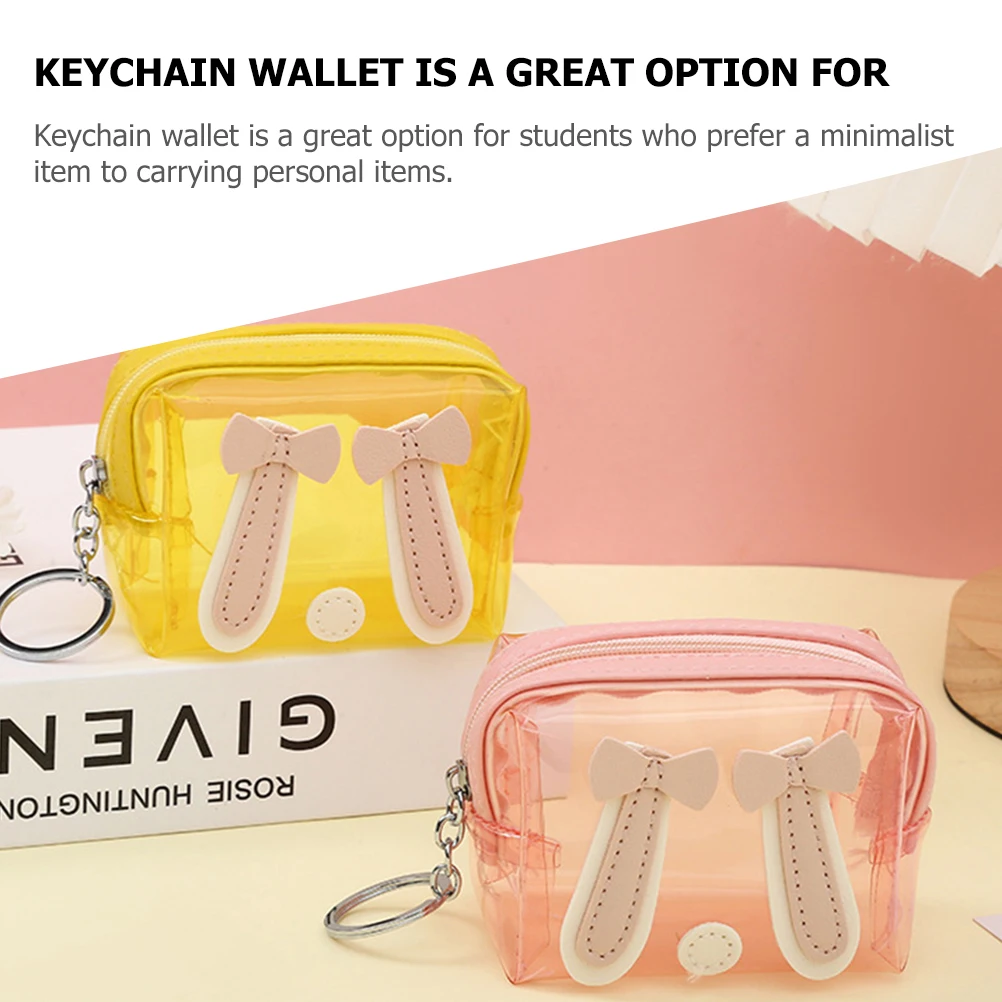 

2Pcs Coin Wallet Keychain Transparent PVC Mini Purse for Women Students Lightweight Compact Change Pouch Baby Toys