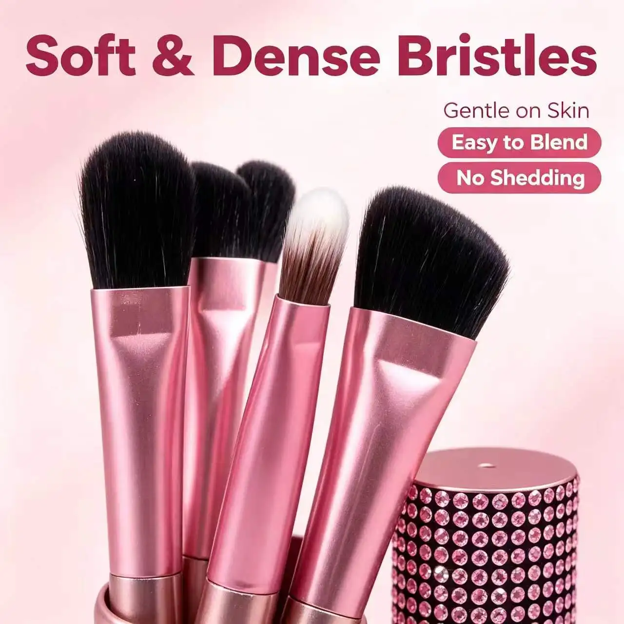 Diamond-Encrusted Makeup Brush Set, Soft-Bristled Loose Powder Eyeshadow Brush, Portable Beauty Tools, Complete Set of Women's m