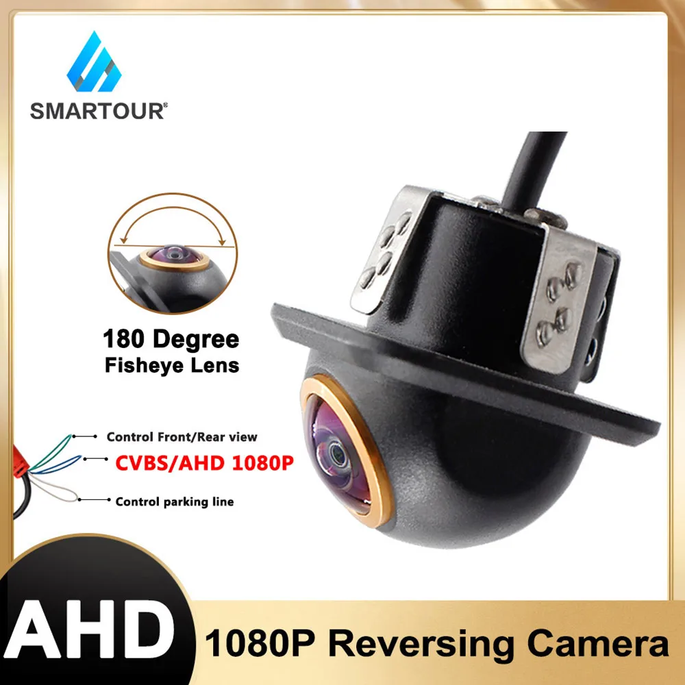 Smartour AHD CVBS CCD Fisheye Lens Rear View Camera AHD 1080p Night Vision Backup Parking Waterproof For Auto Reversing Monitor