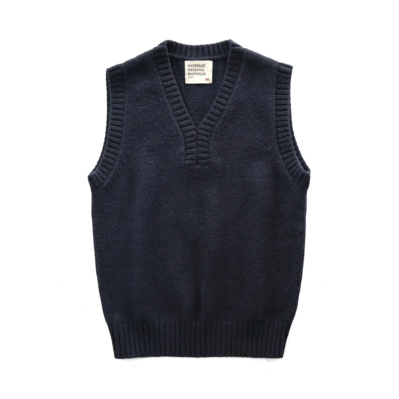 Amekaji Vintage Knitted Sweater Vest Men Autumn Winter New Thick Slim V-neck Warm Sweater Vest Casual Sleeveness Pullover Tops