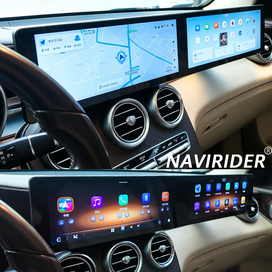 S For Mercedes Benz C Class W205 GLC X253 C180 C200 C220 C300 C350 Android Dual Screen Carplay Car GPS Navi Stereo Head Unit