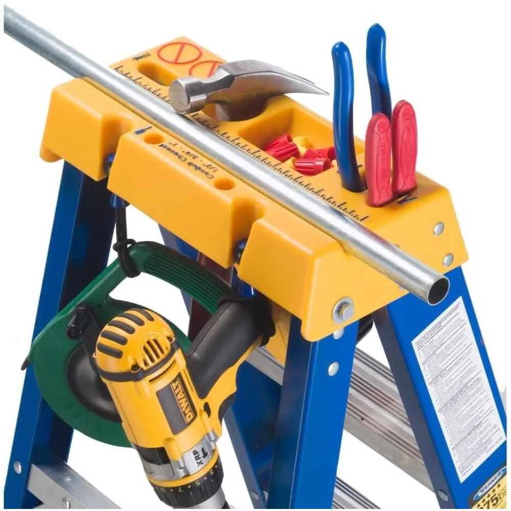 Drabina schodkowa/stacja robocza Werner OBEL04 Old Blue Electrician's, wytrzymałość 170 kg, włókno szklane, 1,2 m