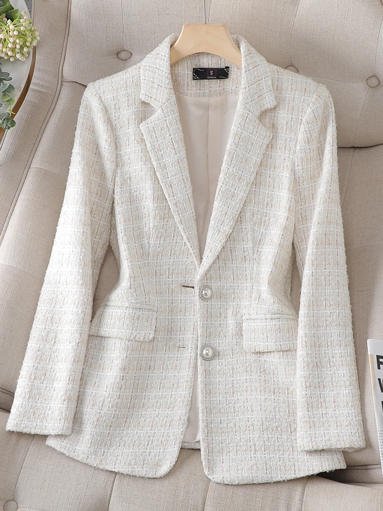 

Women Blazers 2023 New in Long Sleeve Autumn Winter Women Blazer Ladies Pink Beige Plaid Female Casual Jacket Coat