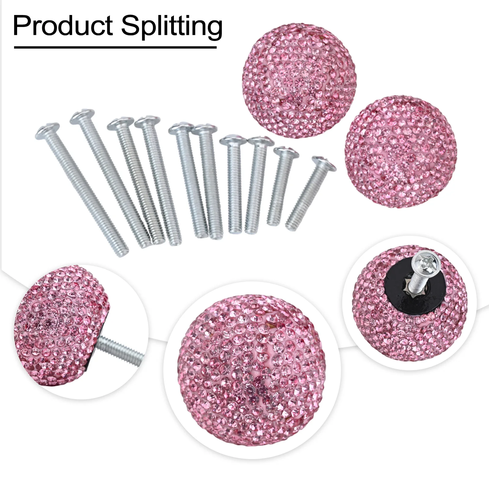 

Convenient High Quality Practical Handles Door Handle Color Glitter Lake Blue Rhinestone Wardrobe White 2Pcs Door Handles