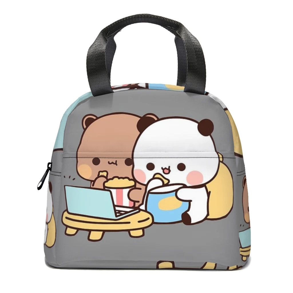 

DuDu Bear and BuBu Panda watching movie together Portable Lunch Bag Food Thermal Box Durable Cooler Lunchbox with