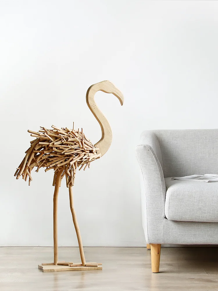 

handmade landing Northern European wooden flamingo Decoration Home Accessories Living room new House Bet opening gift