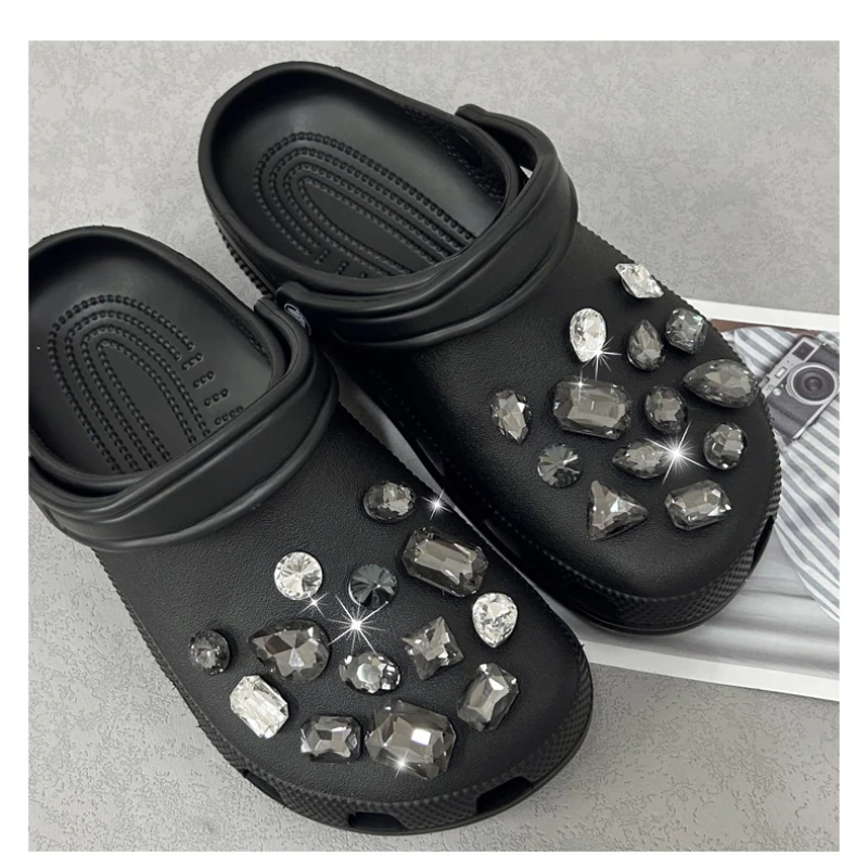 26-teiliges Modisches Schuh-Charms-Set Zubehör für Sandalen Schuhschnalle Hochwertige Schwarze Kristall-Strass DIY Schuhdekorationen – Detail 5