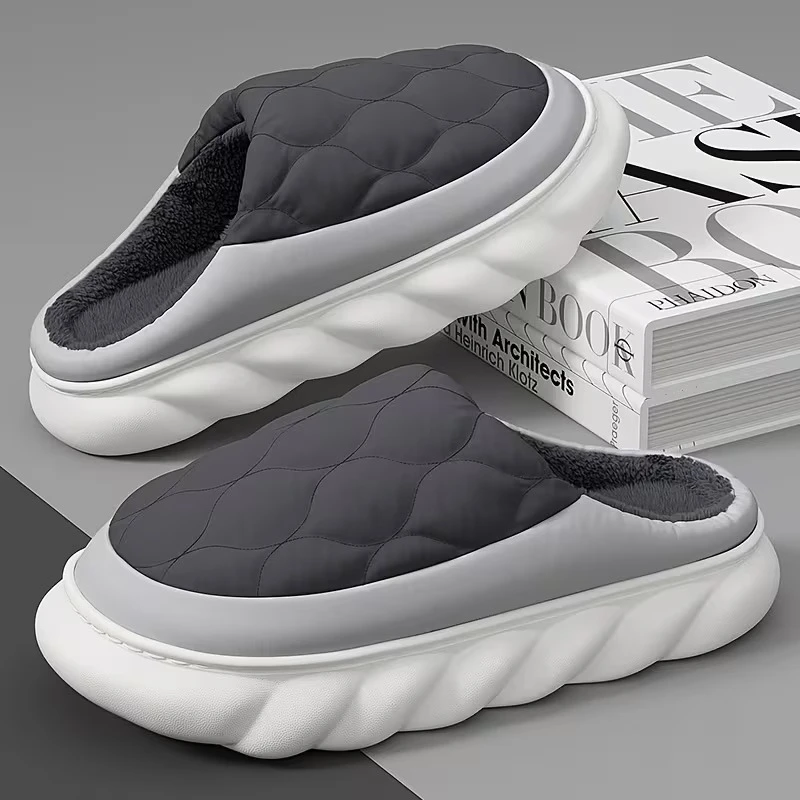 Winter Warm EVA Slippers Men Women Quilted Cotton House Shoes Soft Plush Lined Non Slip Indoor Outdoor Home Waterproof  Slippers