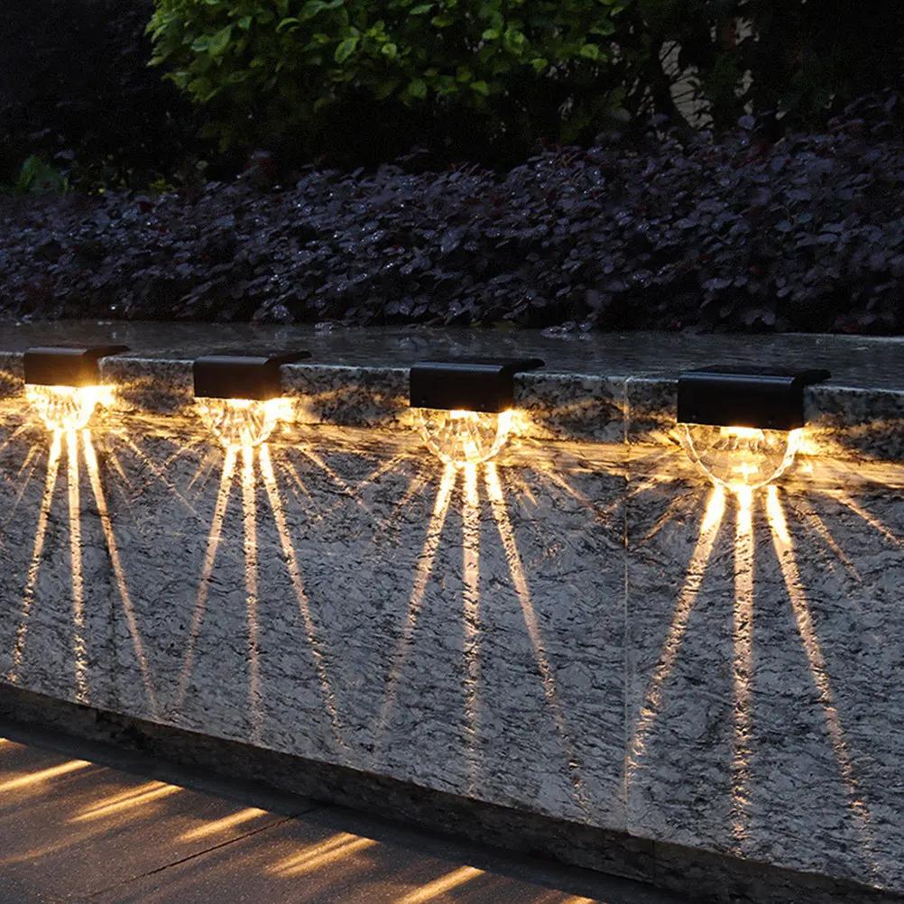 4 Pcs Ladder Light Solar Fence Lamp Waterproof Step Stair Lamps Outdoor outside Lights