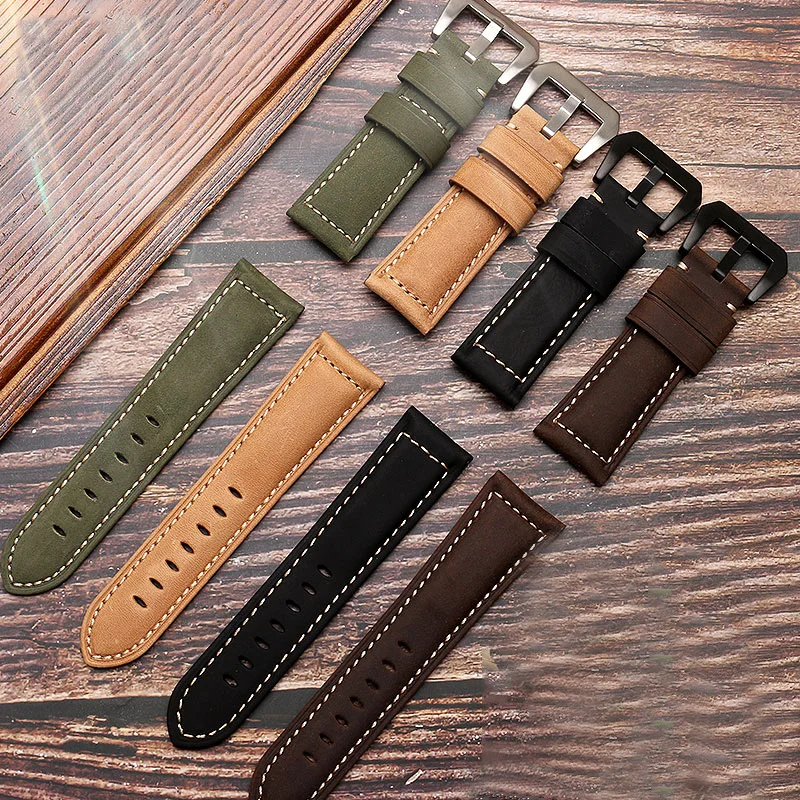 Matowy pasek ze skóry bydlęcej do zegarka Panerai PAM111 441 312 Breitling Hamilton Diesel Męski pasek ze skóry bydlęcej 22 24 mm 26 mm