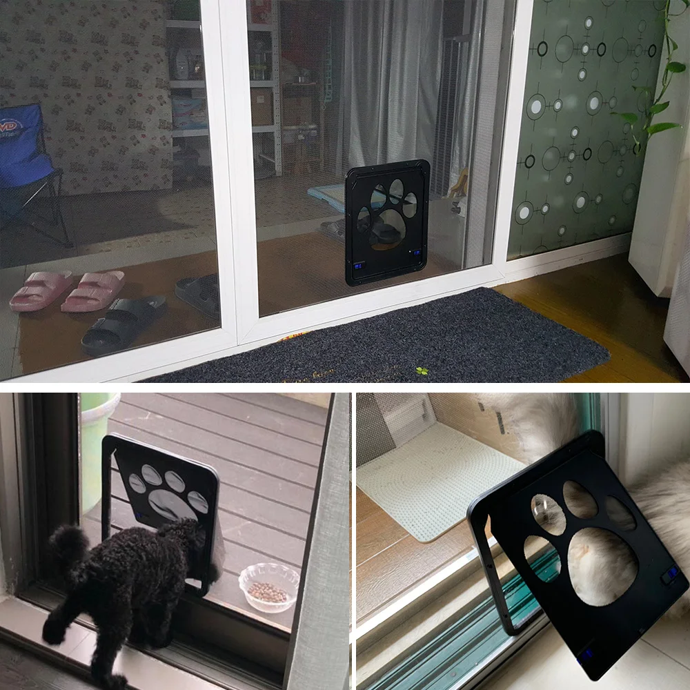 Cat Magnetic Door Pet Magic Door Pet Screen Door Magnetic Flap Screen Automatic Lockable Black Door for Small Cat Kitten Puppy
