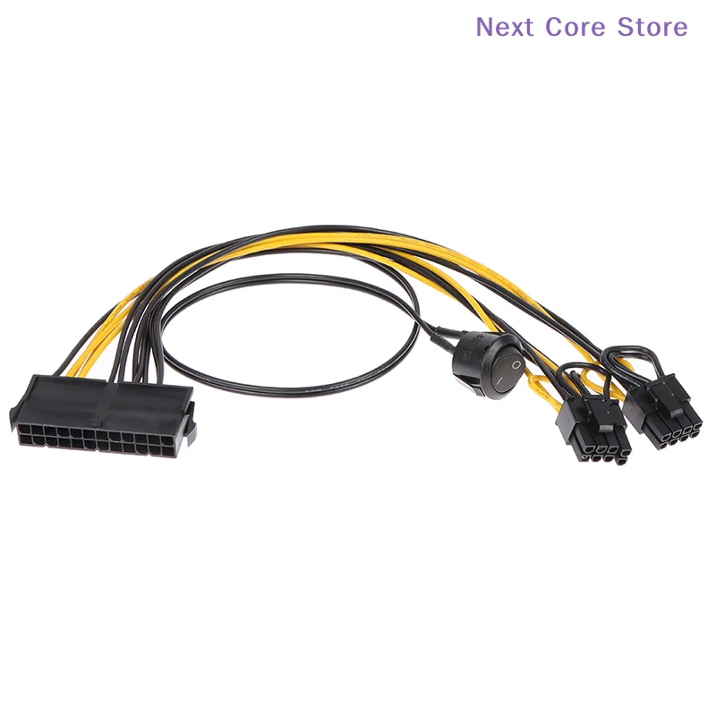 [NC]24Pin To Dual 6+2 Pin 8 Pin With On Off Switch Cable 6Pin 8Pin Male To 24 Pin[NC]