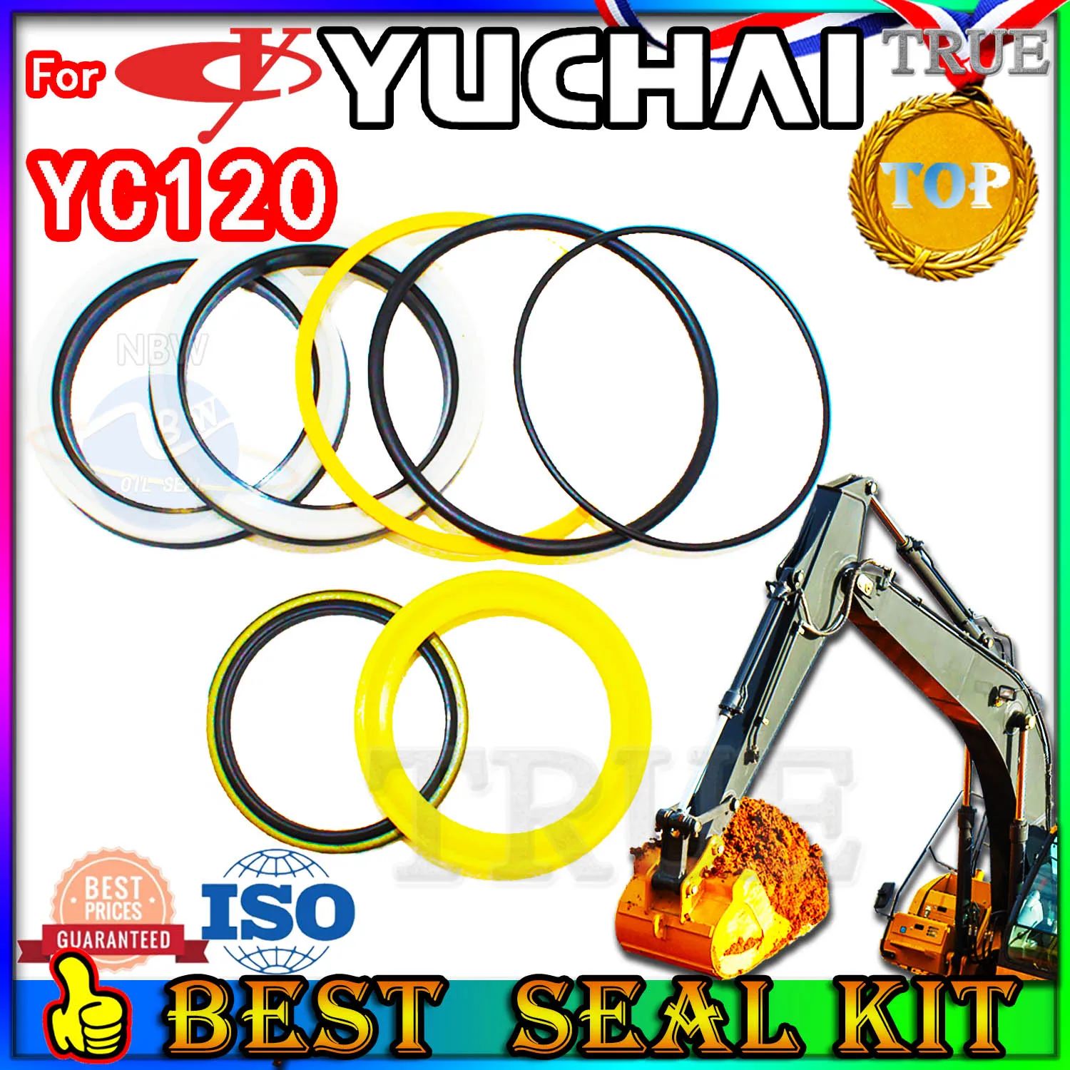 For Yuchai YC120 Oil Seal Repair Kit Boom Arm Bucket Excavator Hydraulic Cylinder Center Swivel Pilot Regulator Injector Foot