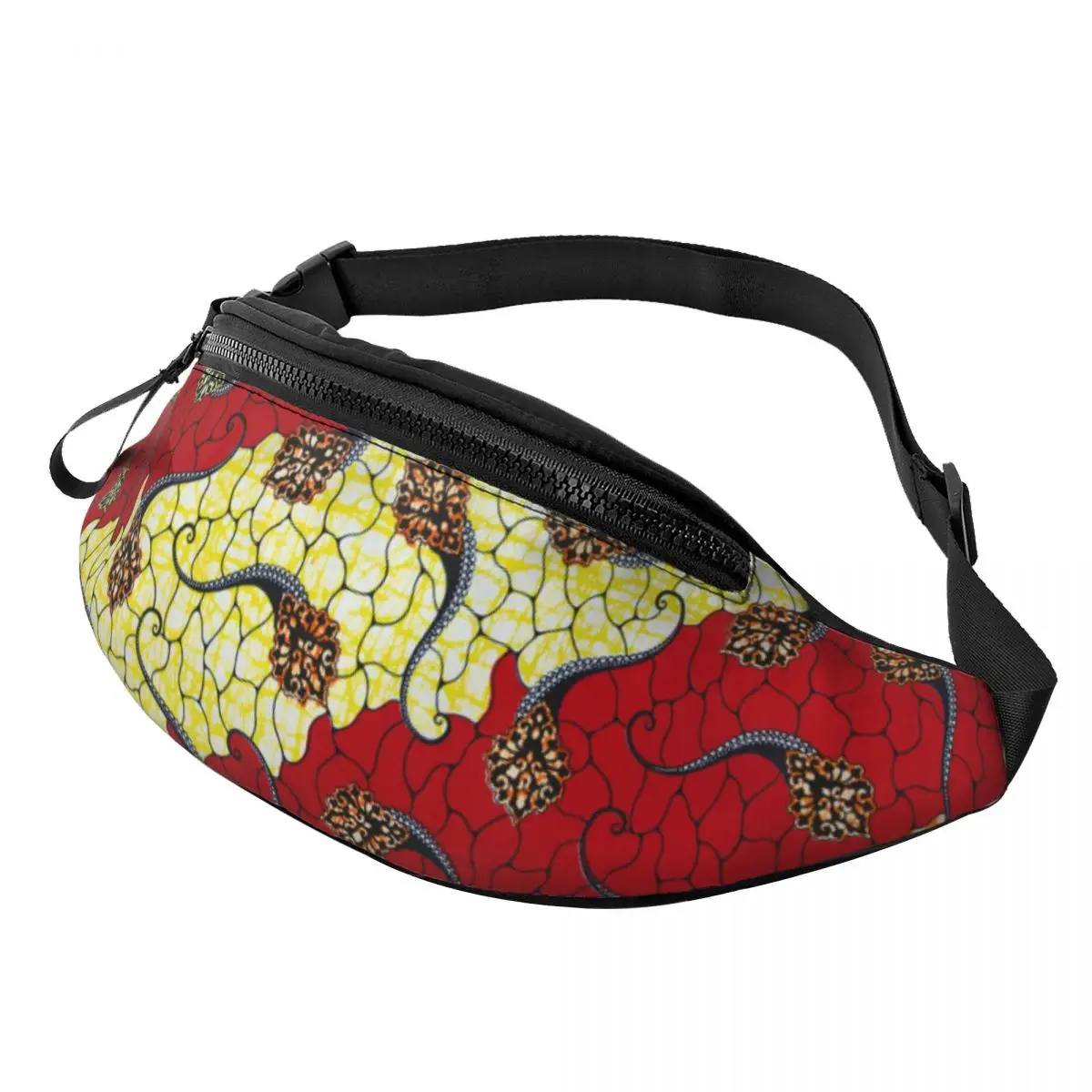 Custom Ethnic Tribal Geometric Ankara African Print Fanny Pack Women Men Crossbody Waist Bag for  Cycling Phone Money Pouch