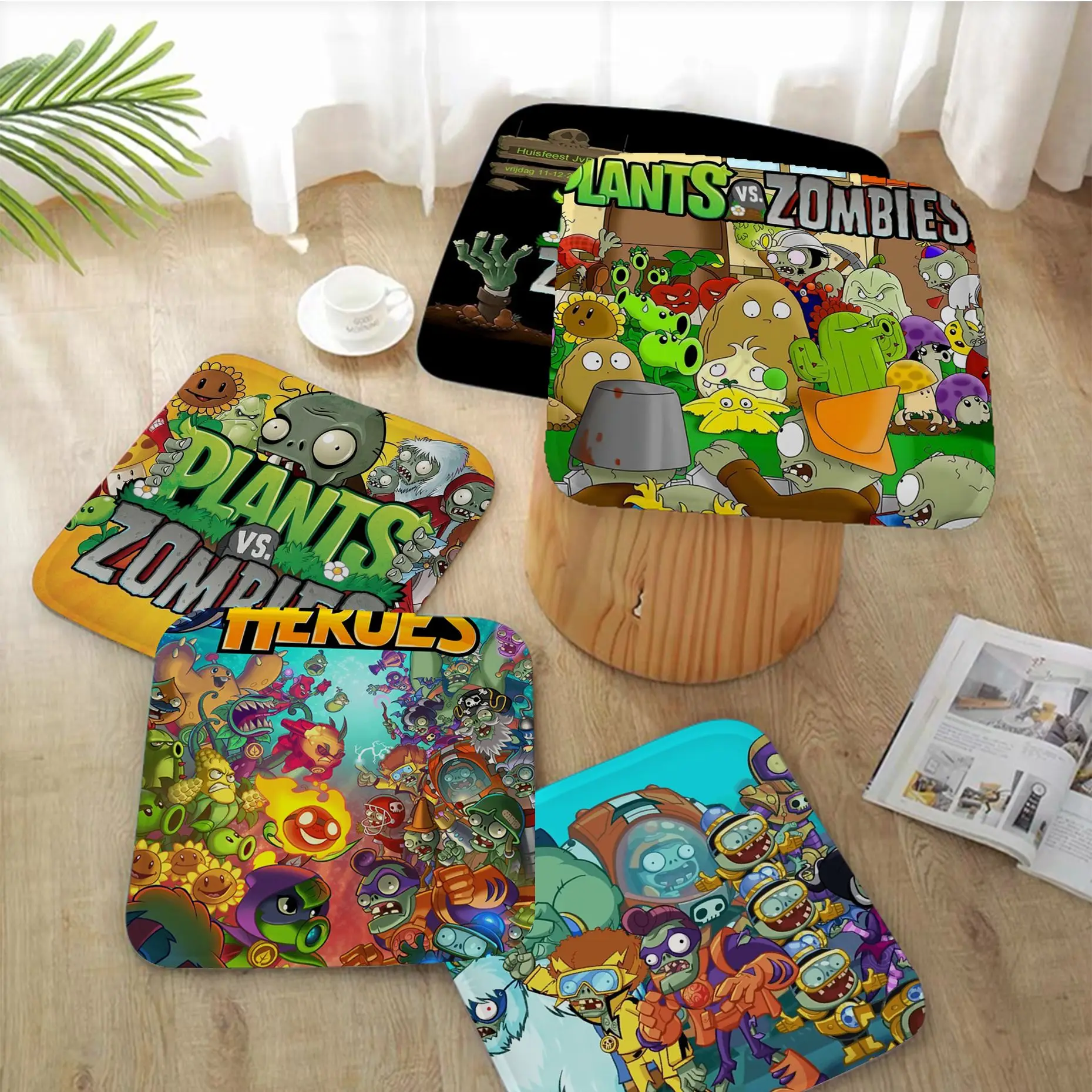 PLANTS VS Game Z-ZOMBIES Cushion Mat European Chair Mat Soft Pad Seat Cushion For Dining Patio Home Office Indoor OutdoorTatami