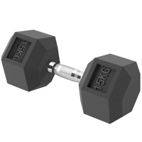 Homcom Hexagonal Dumbbell 15 kg with Black and Silver Metal Connecting Bar