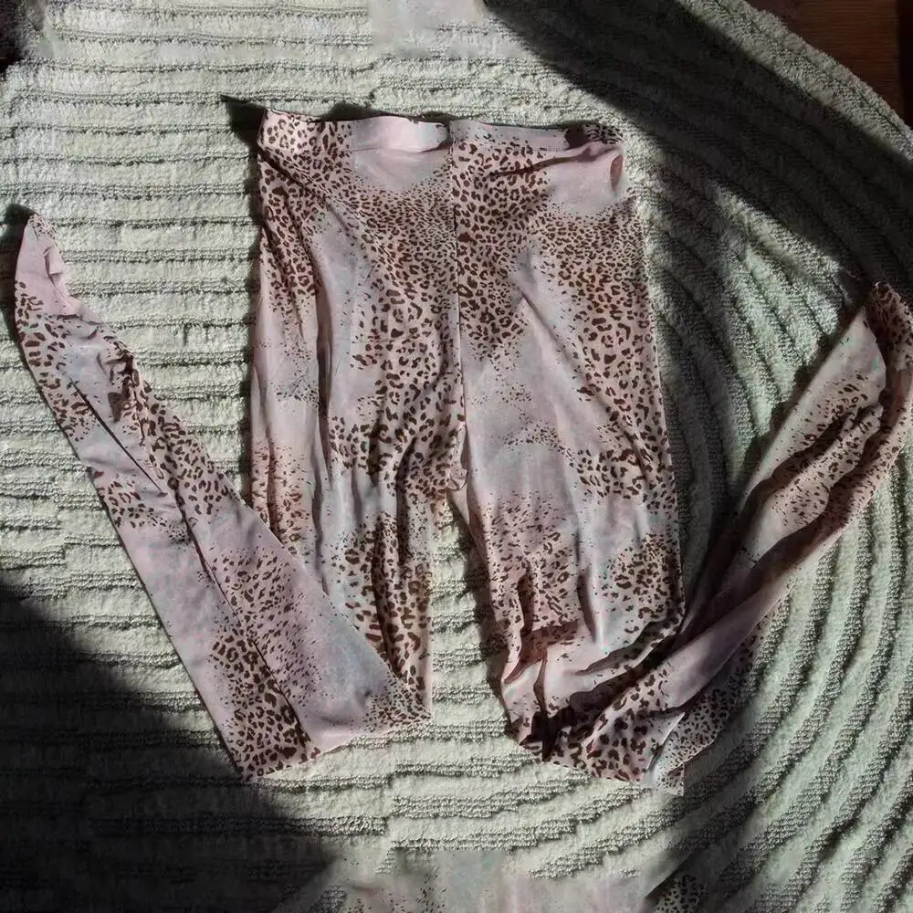 

Летние ультратонкие прозрачные сексуальные колготки с леопардовым принтом, прозрачные штаны для йоги, леггинсы для тренировок