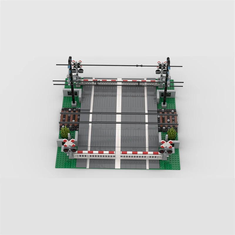 

qwert City Street View Model MOC Building Bricks Railroad Crossing Scene Modular Technology Gifts Holiday Toy Assemble Children