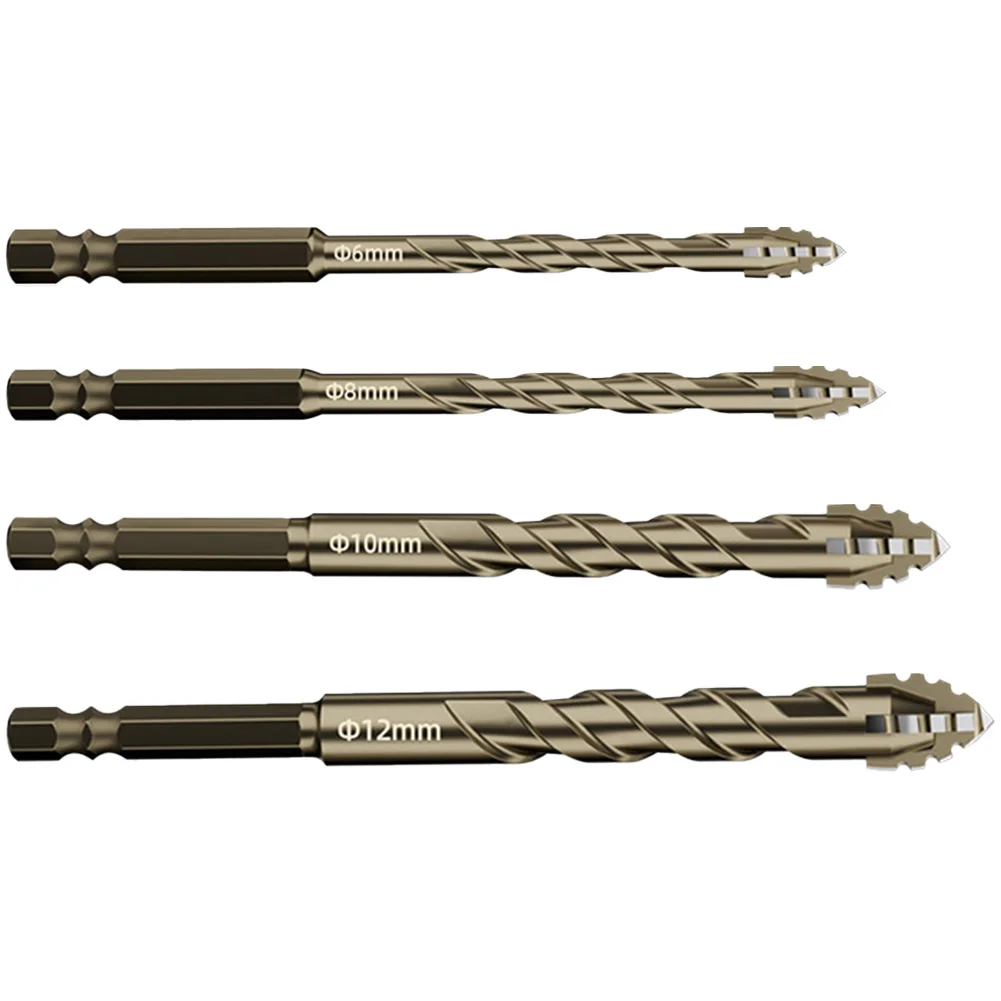 4pcs Tungsten Steel Eccentric Drill Bits for Glass and Tile Enhanced Performance with Triangular Shape for Reduced Vibration