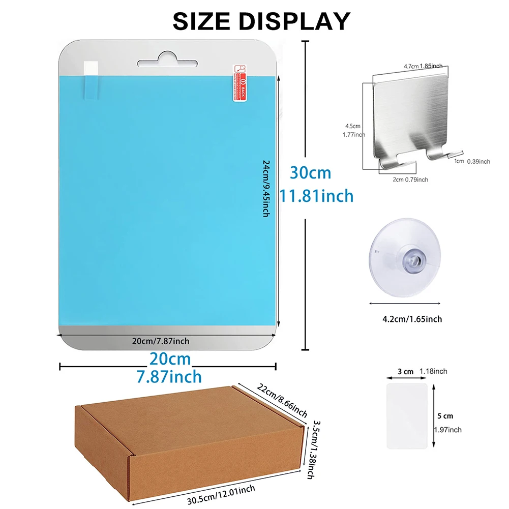 

Нетуманное зеркало для душа, противотуманное зеркало для душа с крючком, зеркало для макияжа, бритья, небьющееся настенное зеркало для мужчин и женщин