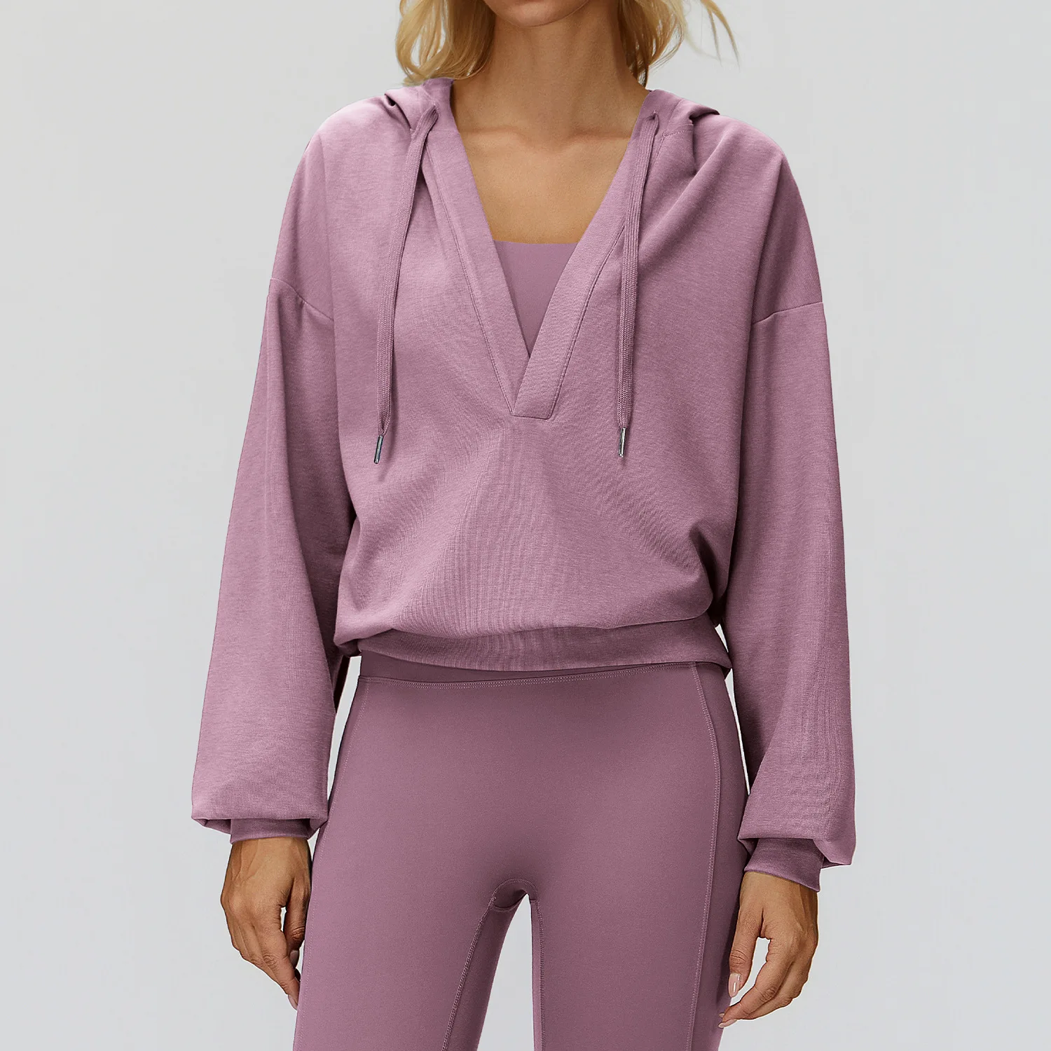 

Outdoor Yoga Shirts Women V-Neck Long Sleeved Yoga Top Breathable Hoodie Quick Dry Loose Comfortable Running Sports Jacket