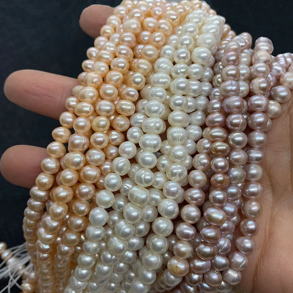 

Grade AA High-quality Pearl Beads 100% Real Natural Freshwater White Nearly Round Beads Jewelry Making DIY Necklace Earrings