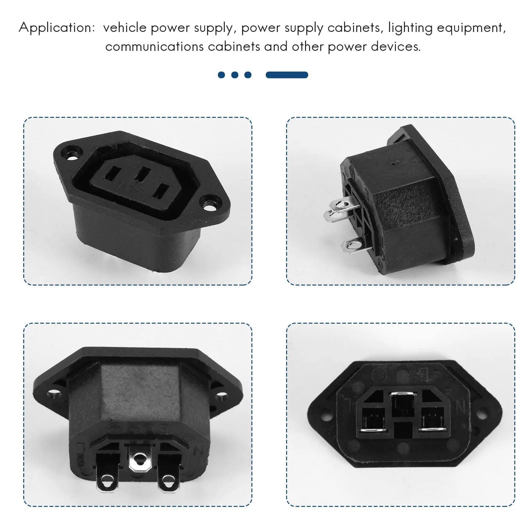 New AC 250V 10A IEC 320 C13 Panel Mount Plug Connector Socket Black