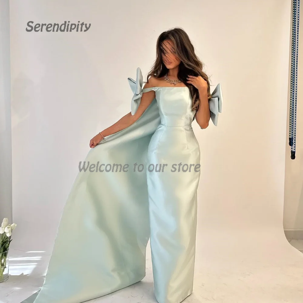 

Serendipity Trumpet Off The Shoulder فساتين السهرة Elegant Bow Ribbon Cocktail Prom Party Dress Long Train For Sexy Women 2024