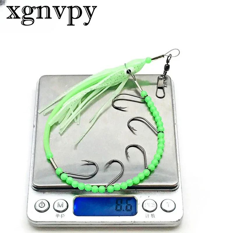 xgnvpy Glow Octopus Squid Lures Swivels Hooks Sea Fishing Sabiki Texas Rigs Herring Luminous Bait