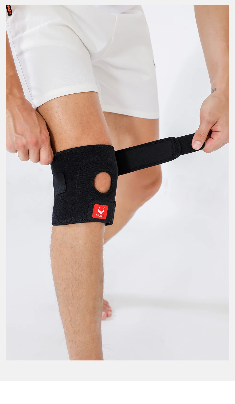 1/2PC Open Patella Knee Support Adjustable Knee Brace Breathable Knee Wrap for Men Women Outdoor Fitness Running