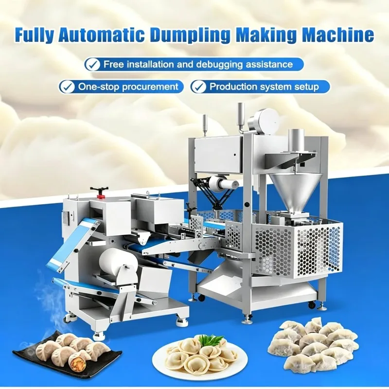 Customized Commercial fully automatic dumpling machine 3000 dumplings/hour, adjustable thickness
