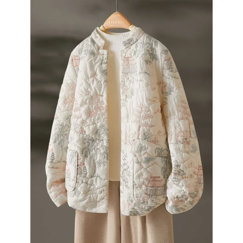 

Fashionable Chinese-style Heavy Embroidery Cotton-padded Jacket Women New High-end Chinese-style Cotton-padded Jacket for Winter