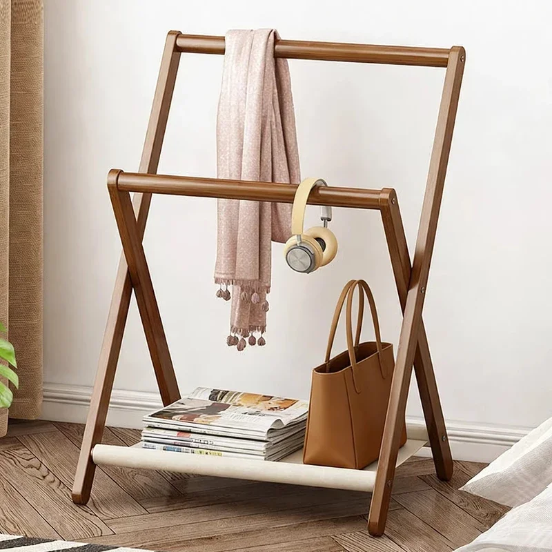 #Bedroom Night Clothes Hanger Solid Wood Freestanding Coat Rack Nordic Style Garment Organizer For Hanging Shirts Pants Jackets