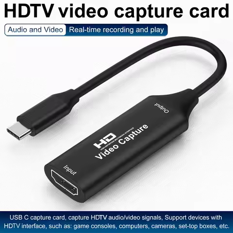 4K Video Capture Card HDMI-compatible to Type c 2.0 Grabber Recorder for PS4 Game DVD Camcorder Camera Recording Live Streaming