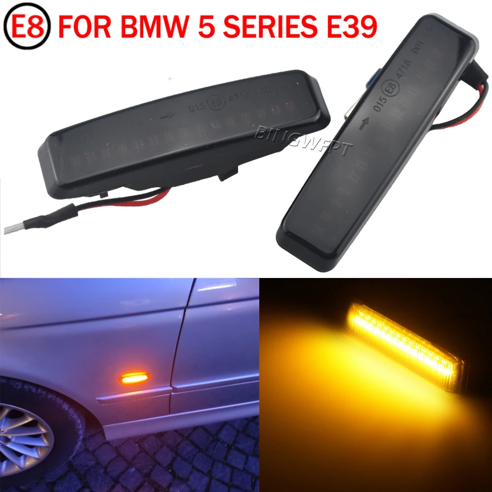 2PCS Side Marker Sequential Lamp For BMW 5 Series E39 1995 1996 1997 1998 - 2003 Dynamic Blinker Indicator LED Turn Signal Light