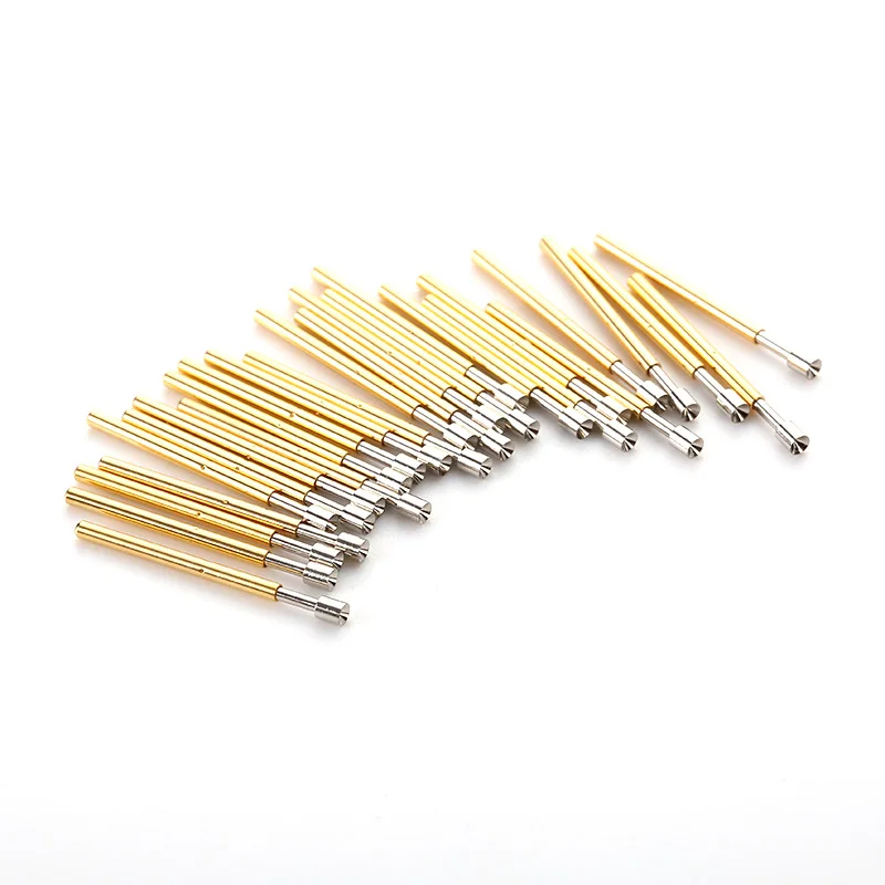 100PCS P75 Series Spring Test Probe Pogo Pin Dia 1.02mm Nickel Plated Head Needle Head Dia 1.5mm P75-B1/A3/D3/E3/F/H3/LM3/T3 PCB