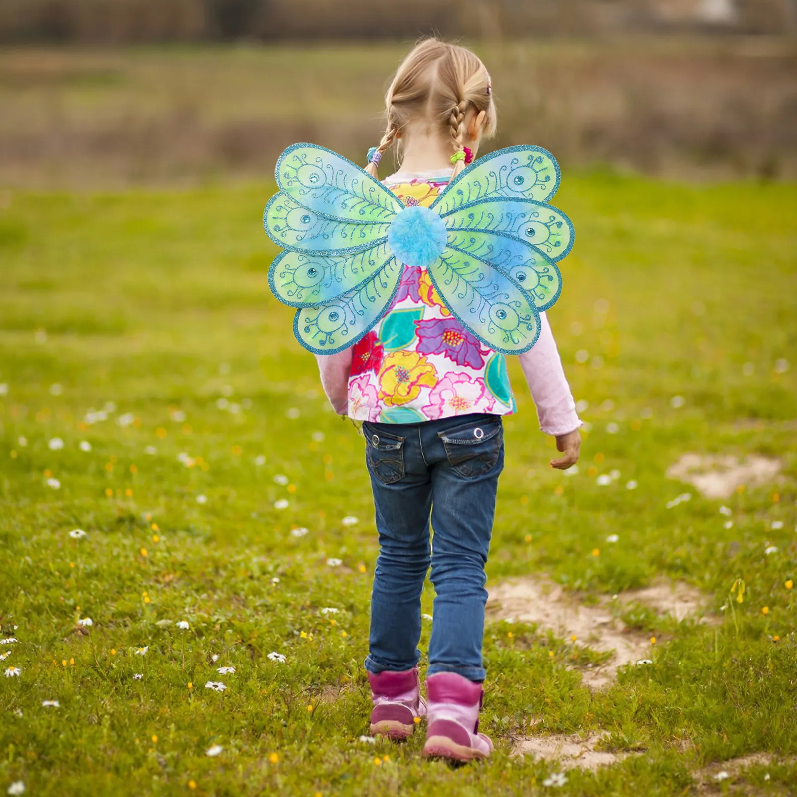 

Peacock Wings Costume Lightweight Foldable Theater Wing Prop for Preschool Party Halloween Dance Peacock Wings