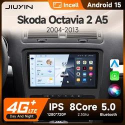 JIUYIN Android15 Car Radio for Skoda Octavia 2 A5 2004-2013 Multimedia Video Player Navigation 2Din Stereo DVD Carplay Head Unit