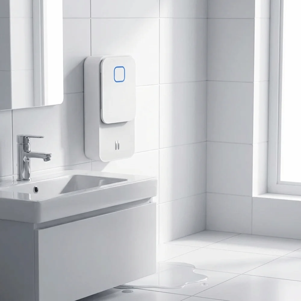 

WiFi-Connected WiFi Water Immersion Sensor Dual-Surface Detection Compact Build Home Security Leak Alarm Straightforward Setup