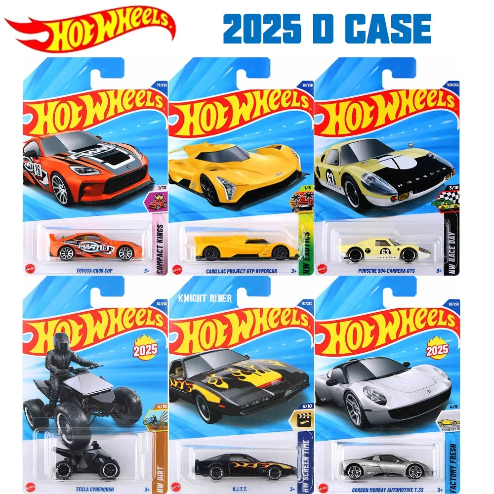 Hot Wheels Cars 2025 D Case TOYOTA GR86 CUP MAZDA MX-5 TESLA CYBERQUAD 1:64 Auto Model Boys Toys Gift