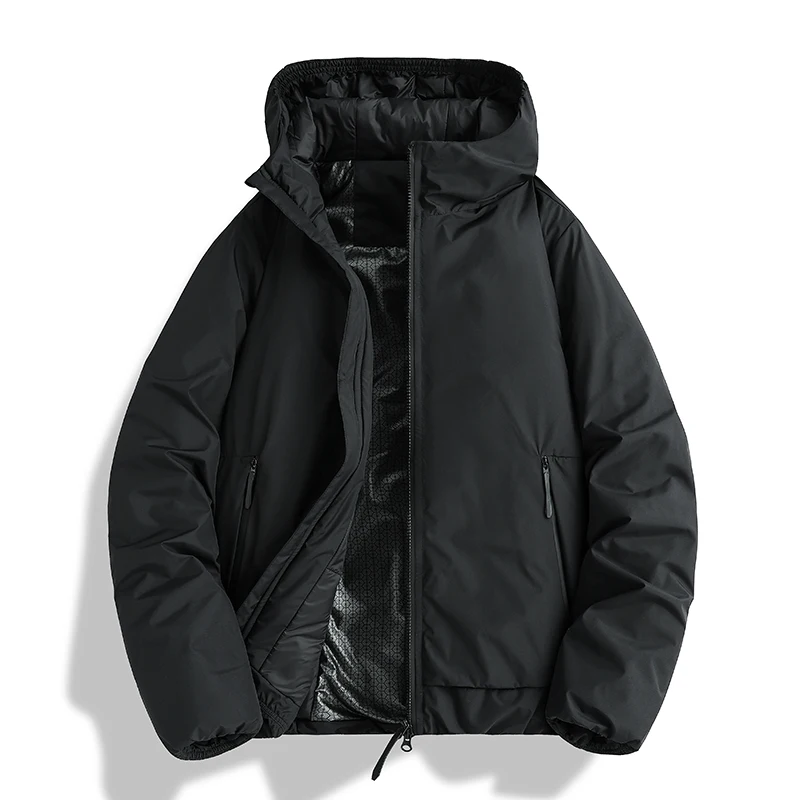 Winter New Warm Hooded Parkas for Men Solid Color Comfortable Zipper Male Clothing Quality Thicken Outerwear Casual Windproof