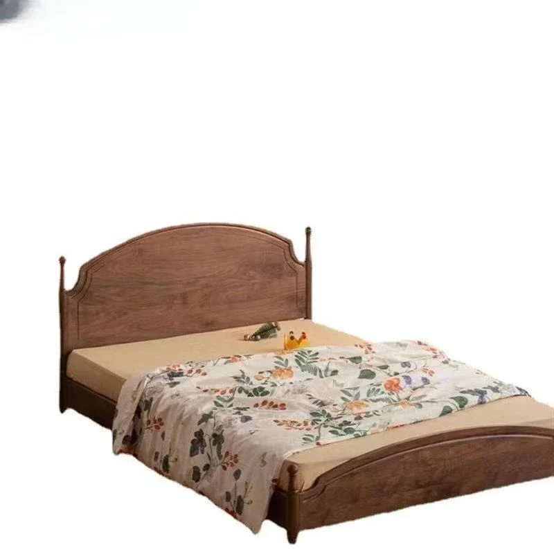 

Nordic all solid wood black walnut bedroom children's bed boy girl Japanese suspension bed