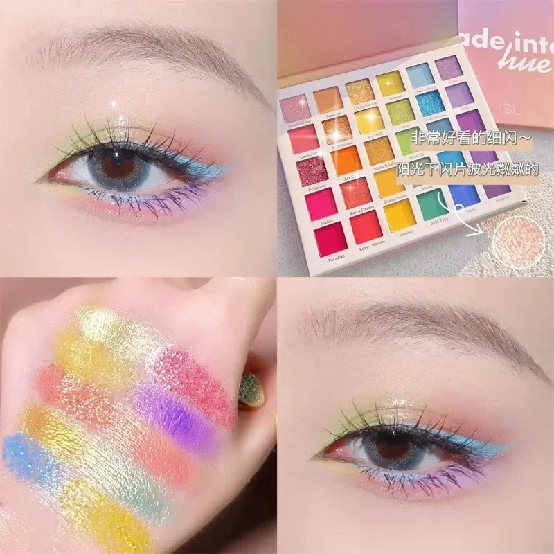 Paleta de sombras de ojos de arcoíris, maquillaje práctico, maquillaje ligero seguro, paleta de sombras de ojos de ensueño para niños, escenario al por mayor, 30 colores