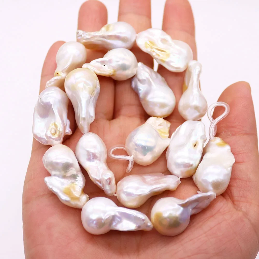Baroque Fish-Tail Shaped Freshwater Pearls White To Yellow Gradient Irregular Straight-Hole Loose Beads for DIY Components