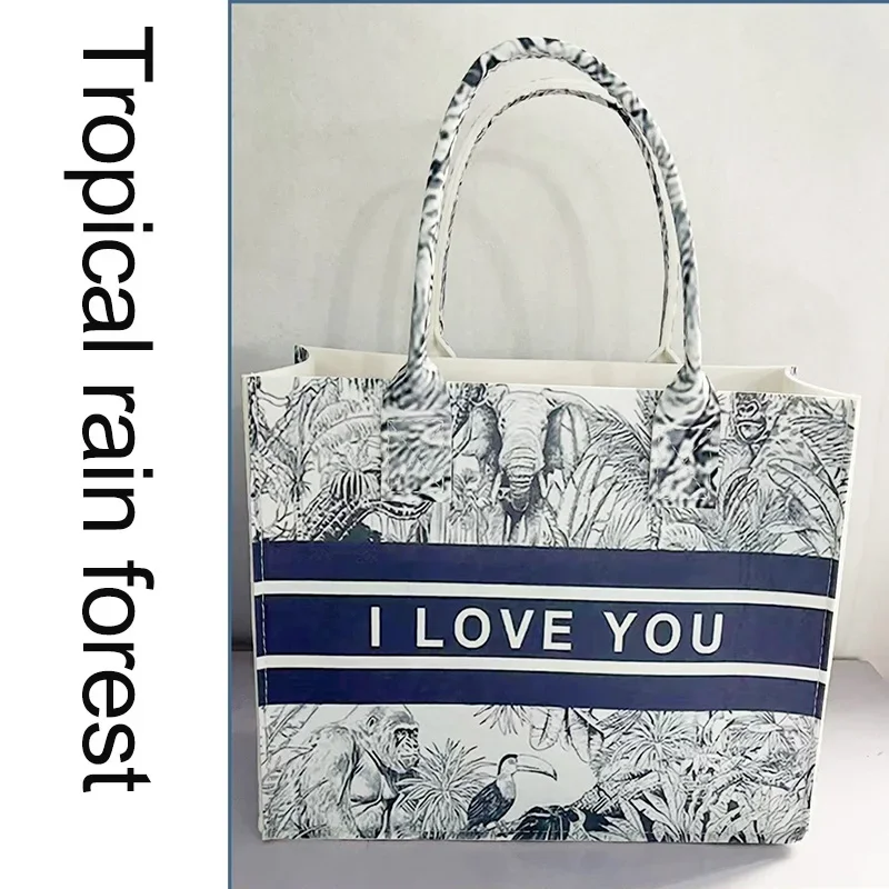 New Fashionable Felt Bag with Gift Bag Gift Felt Handbag Large Capacity Tote Bag Handbag Chinese Style Oil Painting Felt Bag