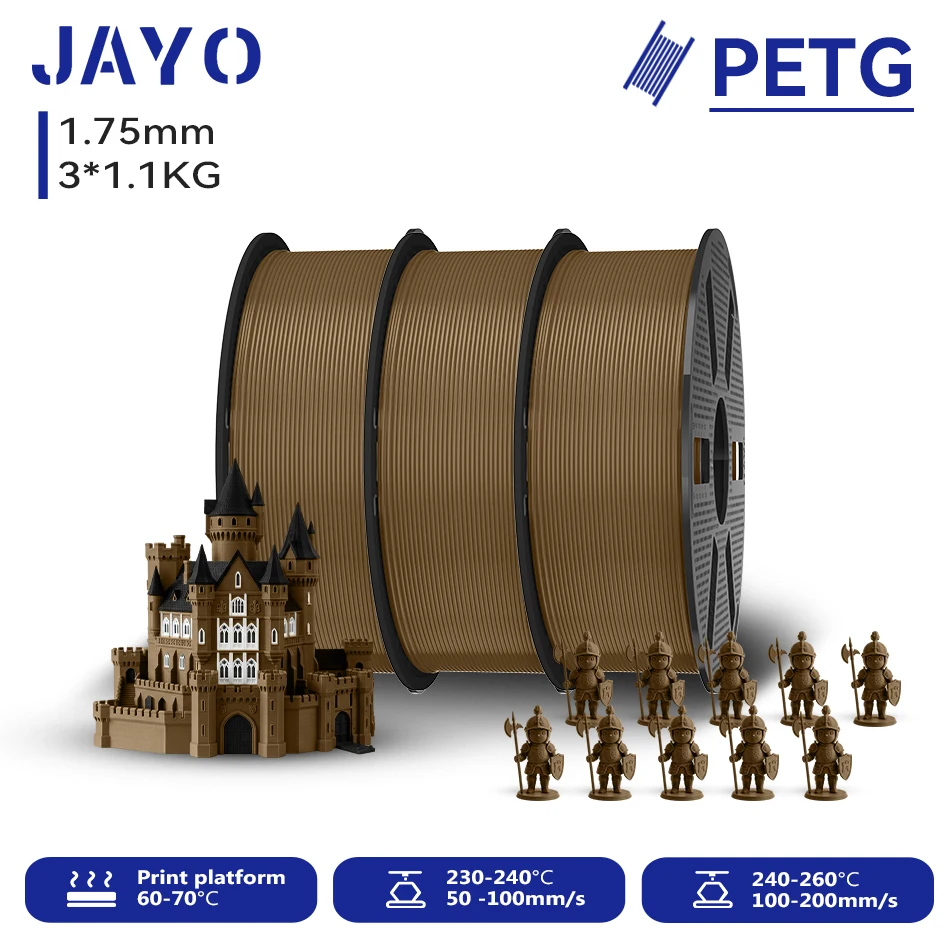JAYO 3,3KG 3D PETG Klares Druckerfilament 1,75MM Hochfest Ohne Blasen Sauber Gewickelt für 3D 99% FDM DIY Geschenkmaterial